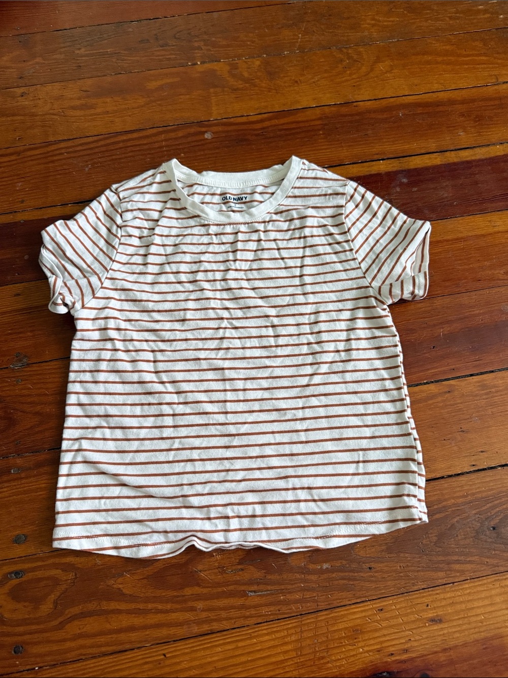 Old Navy Cream Tee with Rust Stripes